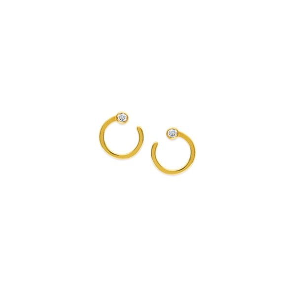 14K Solid Gold 3PT Diamond Bezel Stud Earrings